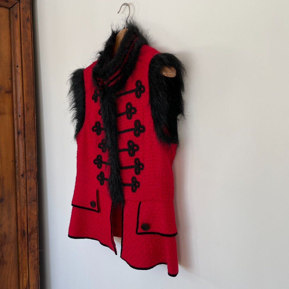 VTG Y2K Simon Chang Red Napoleon Military Nutcracker Vest Soutache Hussar Sz 10 - Picture 14 of 15